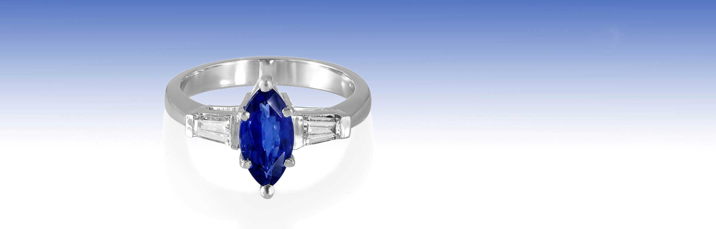 Sapphire and Diamond Rings Three stone Rings